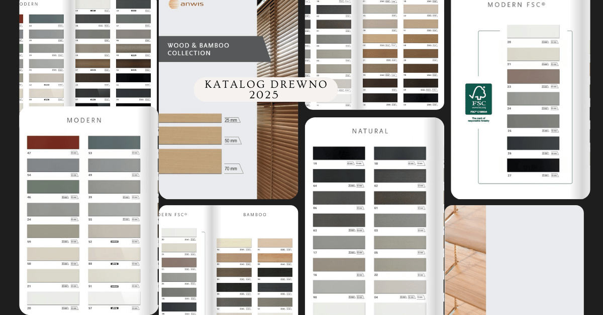 Dostępna kolorystyka żaluzji 